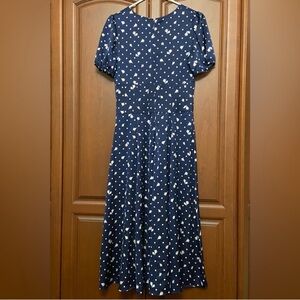 Eva Mendes for New York & Company Navy Heart Print Midi Dress